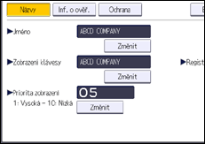 Ilustrace displeje ovládacího panelu