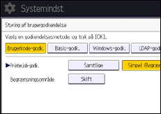 Illustration af display på betjeningspanelet
