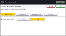 Illustration af display på betjeningspanelet