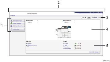 Nummereret illustration af webbrowser-skærm