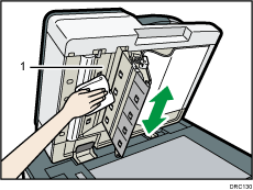 Ilustración del alimentador automático de documentos con llamadas numeradas