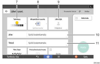 Käyttöpaneelin numeroitu näyttö