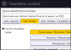 Illustration de l'écran du panneau de commande