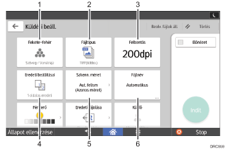 Kezelőpanel képernyőjének számozott jelölésű illusztrálása