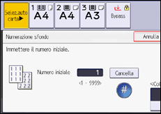 Illustrazione della schermata sul pannello di controllo