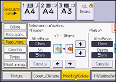 Illustrazione della schermata sul pannello di controllo