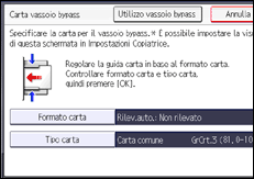 Illustrazione della schermata sul pannello di controllo