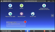 Illustrazione della schermata sul pannello di controllo