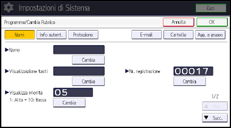 Illustrazione della schermata sul pannello di controllo