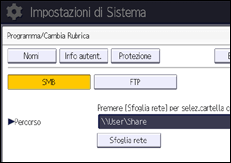 Illustrazione della schermata sul pannello di controllo