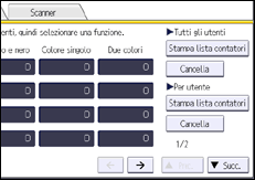 Illustrazione della schermata sul pannello di controllo