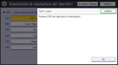 Illustrazione della schermata sul pannello di controllo