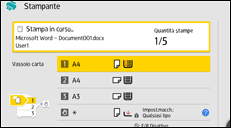 Illustrazione della schermata sul pannello di controllo