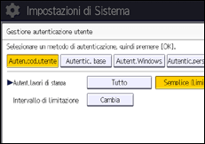 Illustrazione della schermata sul pannello di controllo