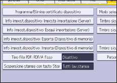 Illustrazione della schermata sul pannello di controllo