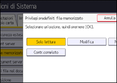 Illustrazione della schermata sul pannello di controllo