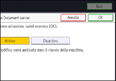 Illustrazione della schermata sul pannello di controllo