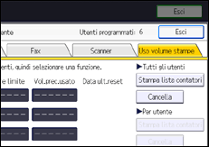 Illustrazione della schermata sul pannello di controllo