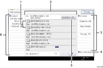 Genummerde afbeelding van het scherm van het bedieningspaneel
