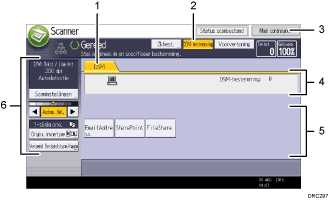 Genummerde afbeelding van het scherm van het bedieningspaneel