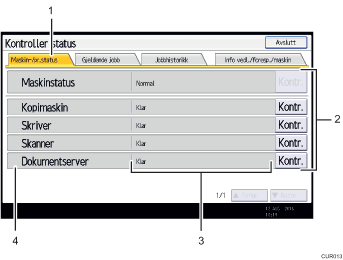 Nummerert illustrasjon av betjeningspanelet
