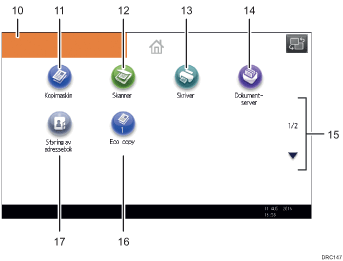 Illustrasjon av betjeningspanelet med nummererte bildetekster