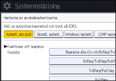 Bild av användarpanelens skärm