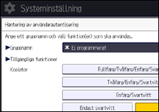 Bild av användarpanelens skärm