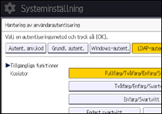 Bild av användarpanelens skärm
