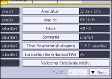 Bild av användarpanelens skärm