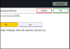 Bild av användarpanelens skärm
