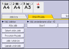 Bild av användarpanelens skärm
