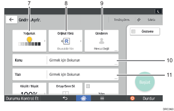 İşlem paneli ekran gösterimi numaralandırılmış balonlu resim