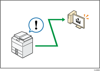 Illustration of monitoring and setting the machine using a computer