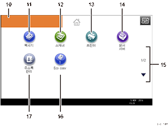 조작 패널 화면 그림(번호로 각 부분 표시)