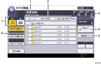 操作面板畫面說明圖編號標註說明圖