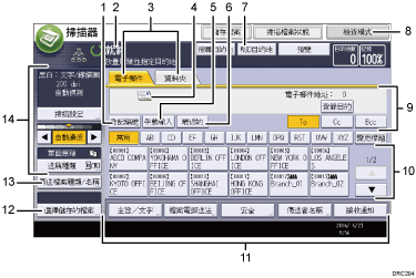 操作面板畫面說明圖編號標註說明圖
