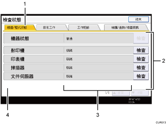 操作面板畫面編號標註說明圖
