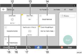 ภาพประกอบแสดงชื่อเรียกส่วนต่างๆ ของหน้าจอแผงการทำงานระบุตามหมายเลข