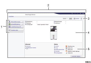 Nummereret illustration af webbrowser-skærm