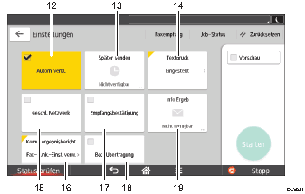Nummerierte Abbildung Bedienfeld-Display