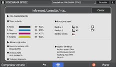 Ilustración de la pantalla panel de mandos