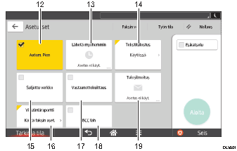 Käyttöpaneelin numeroitu näyttö