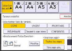 Illustration de l'écran du panneau de commande