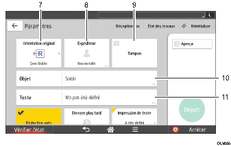 Illustration numérotée du panneau de commande