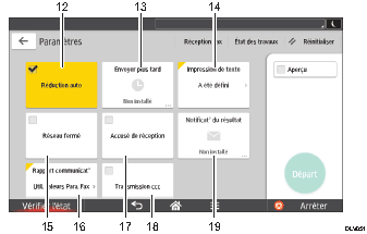 Illustration numérotée du panneau de commande