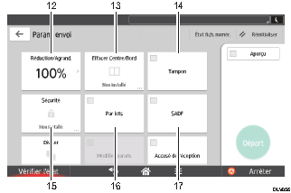 Illustration numérotée du panneau de commande