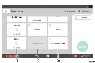 Illustration numérotée du panneau de commande