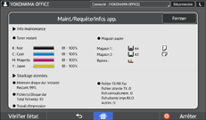 Illustration de l'écran du panneau de commande