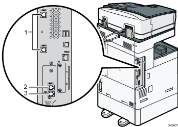 illustration du raccordement de la ligne téléphonique (illustration avec légende numérotée)